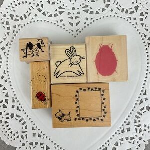 Assorted animal rubber stamps many vintage lot of 5